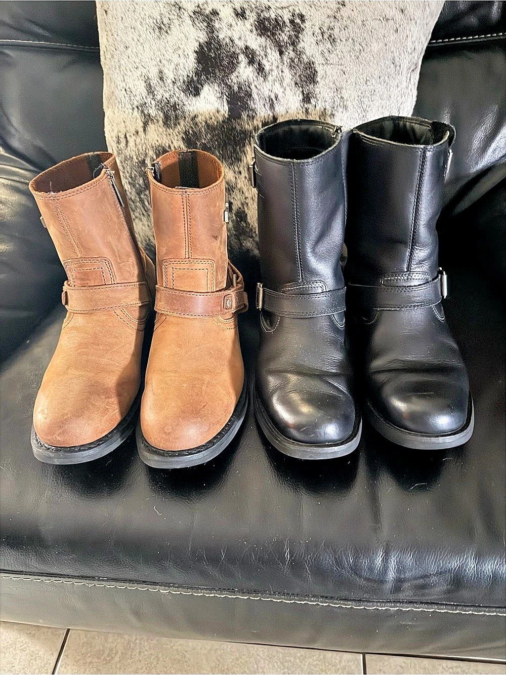 Harley-Davidson Leather riding Boots in Brown & Black. Men’s 7/women’s 9